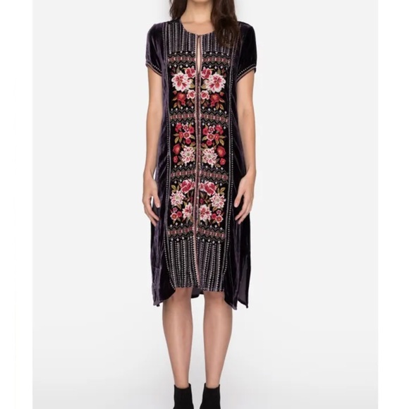 💜Johnny Was Matilda Button Down Djellaba Velvet Dress Size (XS) Warn Once!!!💜 - Picture 4 of 16